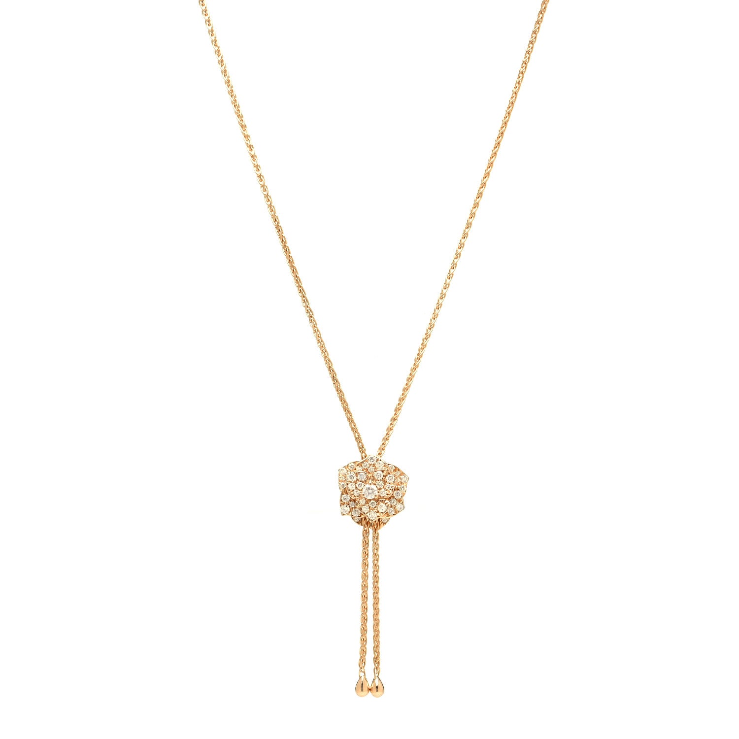 Piaget 18K Rose Gold Diamond Rose Lariat Pendant Necklace 1 of 4