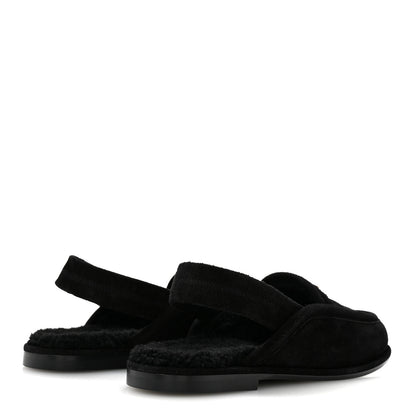 Chanel Suede Calfskin CC Slingback Loafers 39 Black 5 of 10