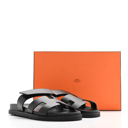 Hermes Calfskin Womens Chypre Sandals 37 Black 12 of 12