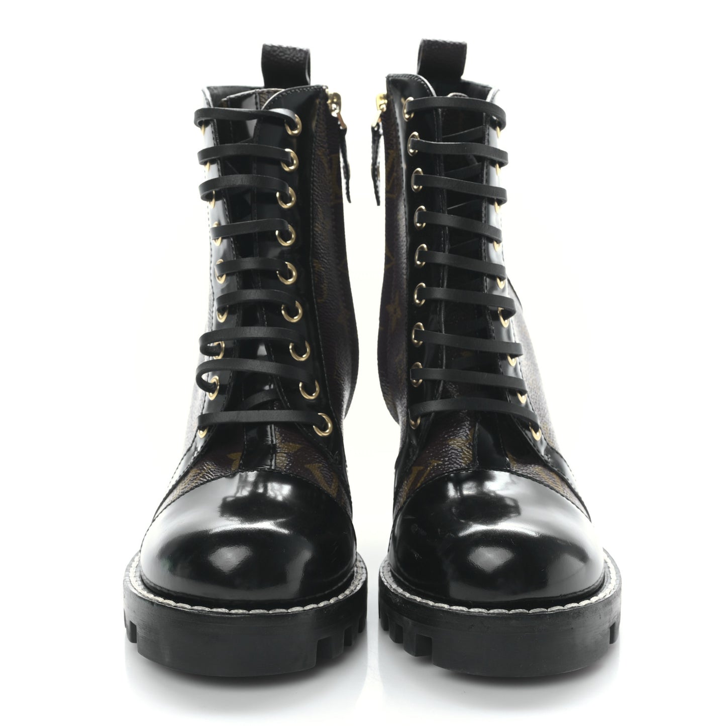 Patent Calfskin Monogram Star Trail Ankle Boots 37 Black