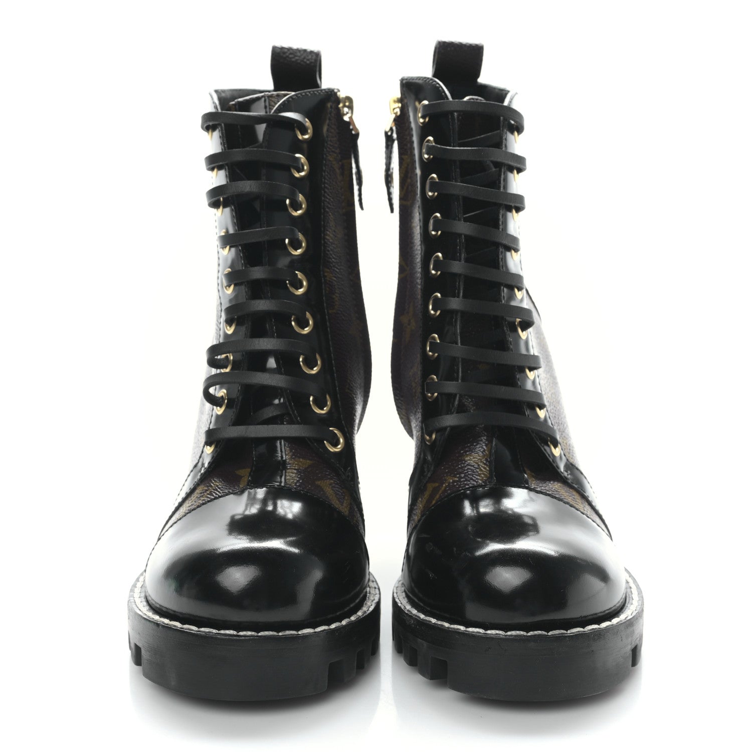Louis Vuitton Patent Calfskin Monogram Star Trail Ankle Boots 37 Black 2 of 6