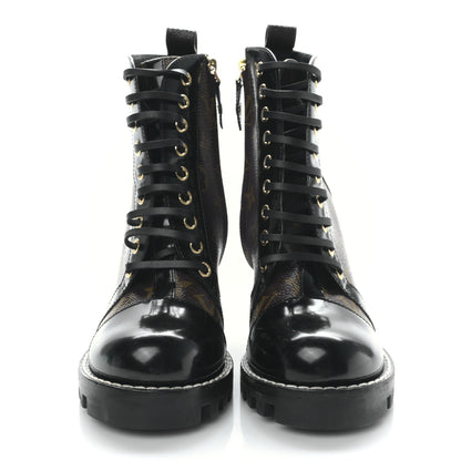 Louis Vuitton Patent Calfskin Monogram Star Trail Ankle Boots 37 Black 2 of 6