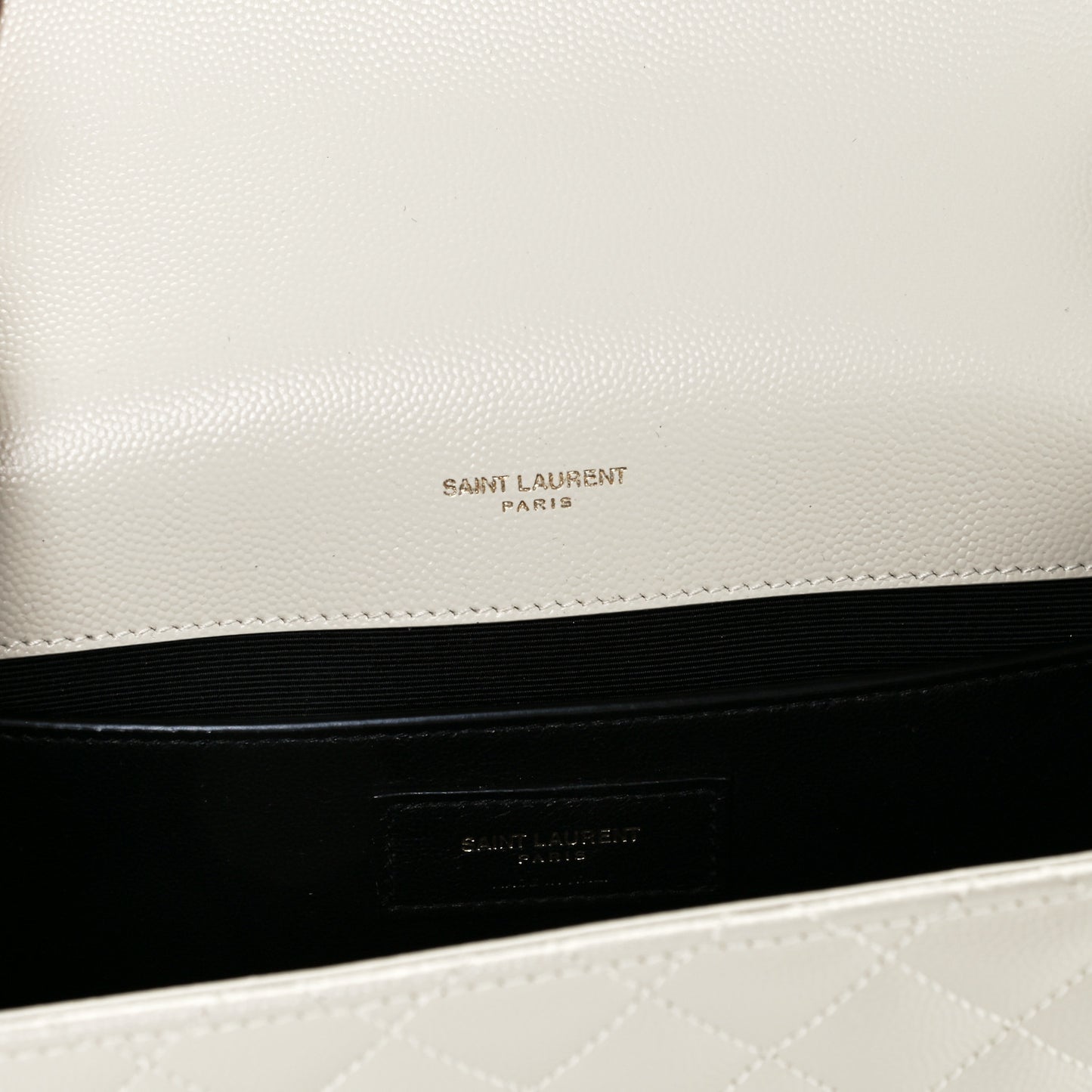 Grain De Poudre Textured Mixed Matelasse Medium Triquilt Monogram Satchel Crema Soft