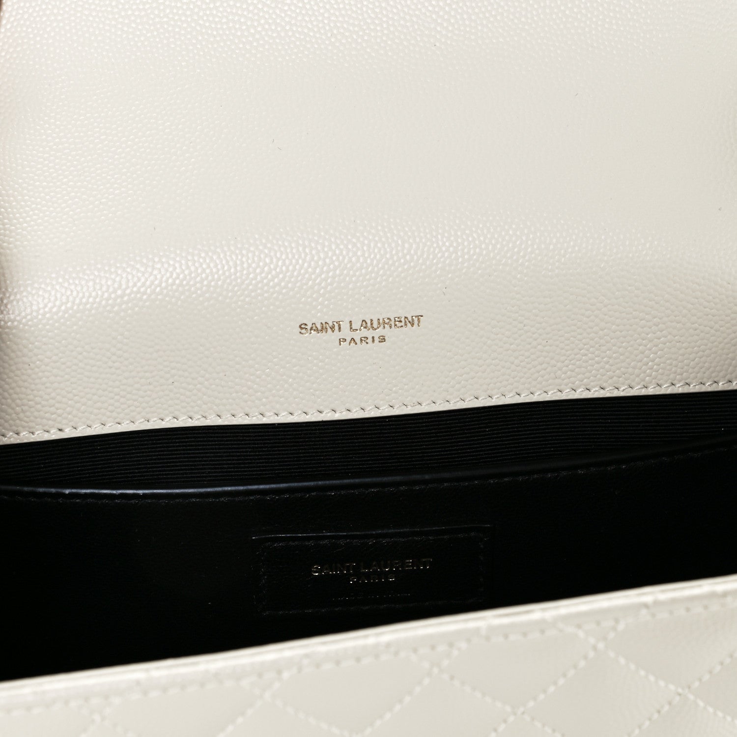 Saint Laurent Grain De Poudre Textured Mixed Matelasse Medium Triquilt Monogram Satchel Crema Soft 6 of 11
