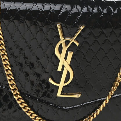 Saint Laurent Calfskin Python Embossed Monogram Uptown Chain Wallet Black 9 of 12