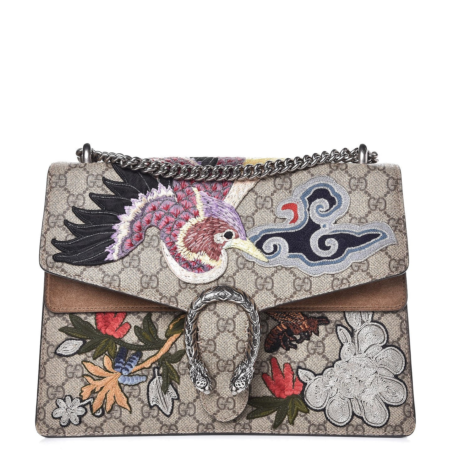 GG Supreme Monogram Embroidered Medium Dionysus Shoulder Bag Taupe