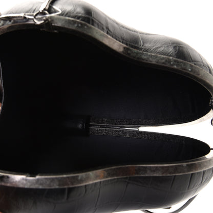 Saint Laurent Calfskin Crocodile Embossed Monogram Love Box Bag Black 4 of 5
