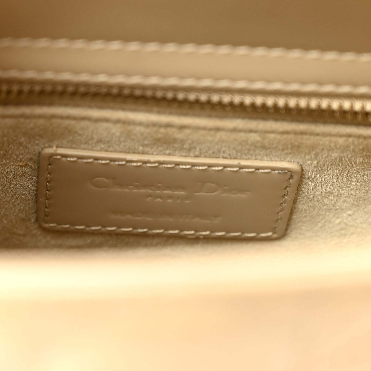 Patent Cannage Small Lady Dior Beige