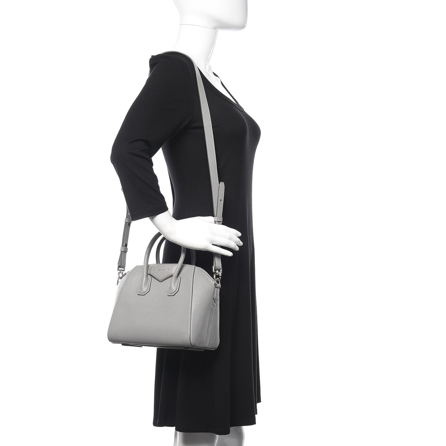 Sugar Goatskin Mini Antigona Pearl Grey