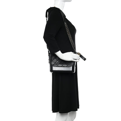 Chanel Aged Calfskin Quilted Small Gabrielle Hobo Black 2 of 11