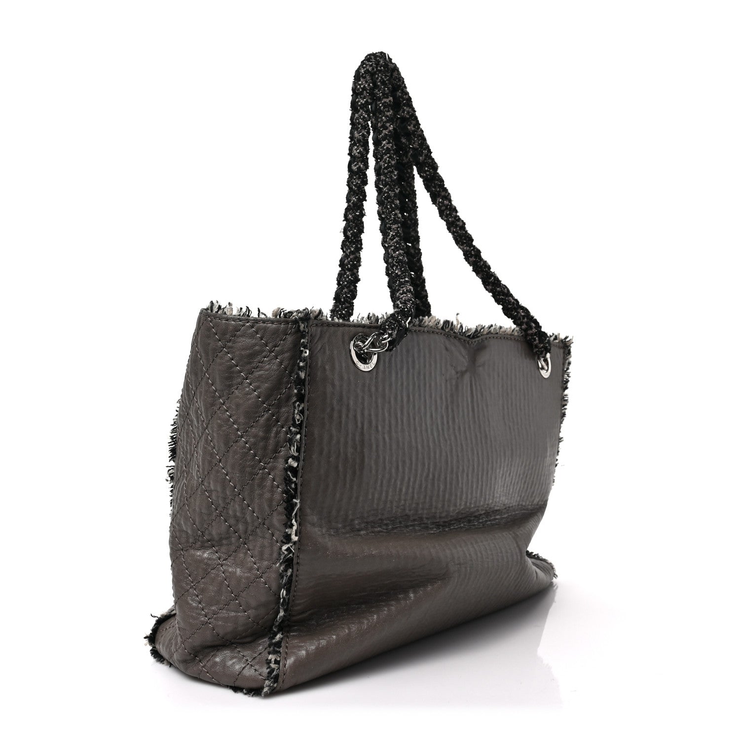 Chanel Glazed Calfskin Tweed Tweedy Shopping Tote Brown 3 of 8