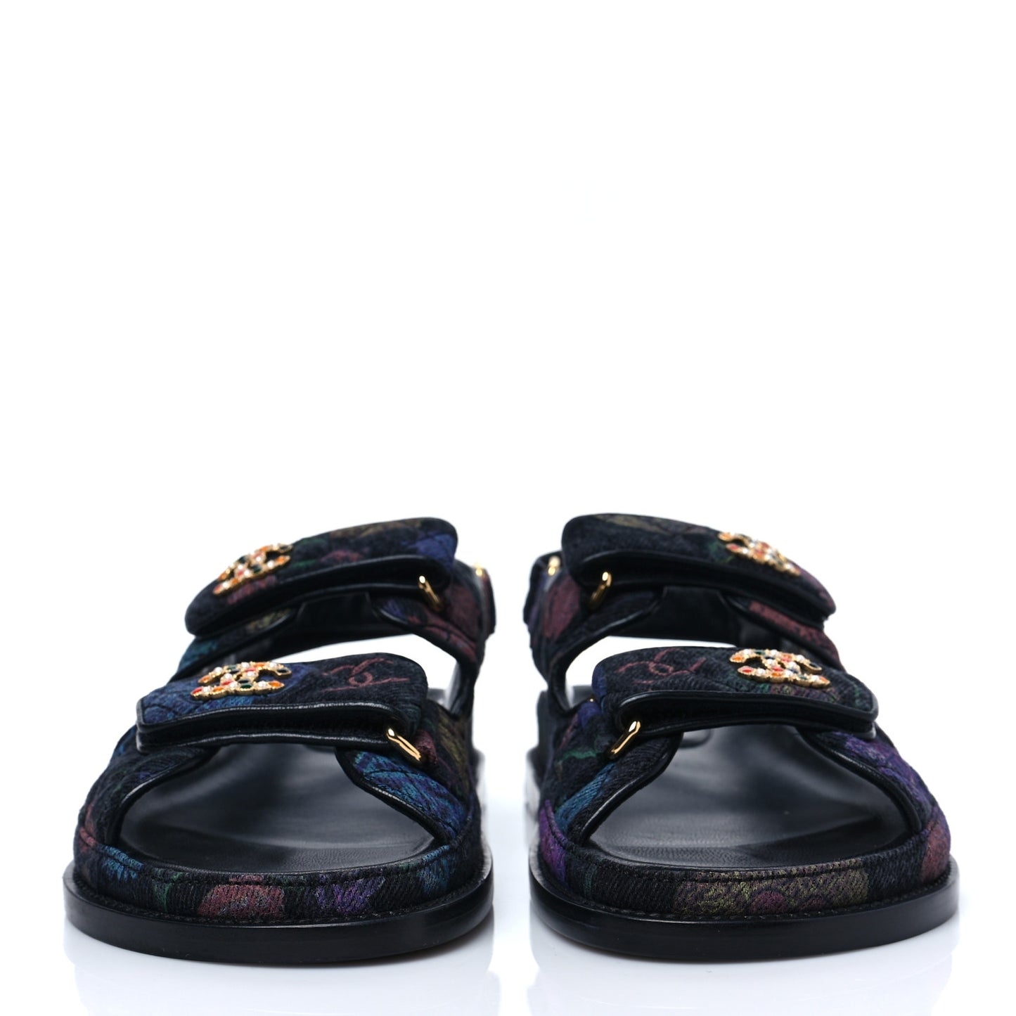 Denim Quilted Dad Sandals 36.5 Black Multicolor