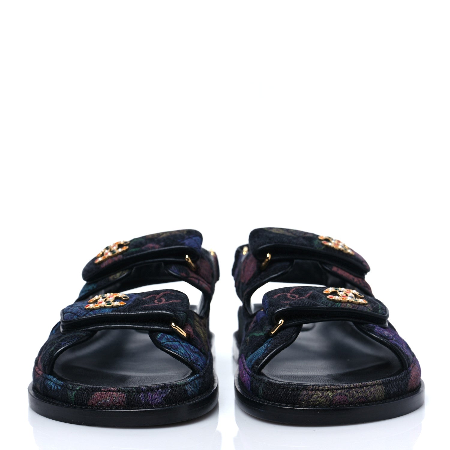 Chanel Denim Quilted Dad Sandals 36.5 Black Multicolor 2 of 9
