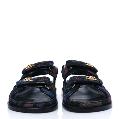 Chanel Denim Quilted Dad Sandals 36.5 Black Multicolor 2 of 9