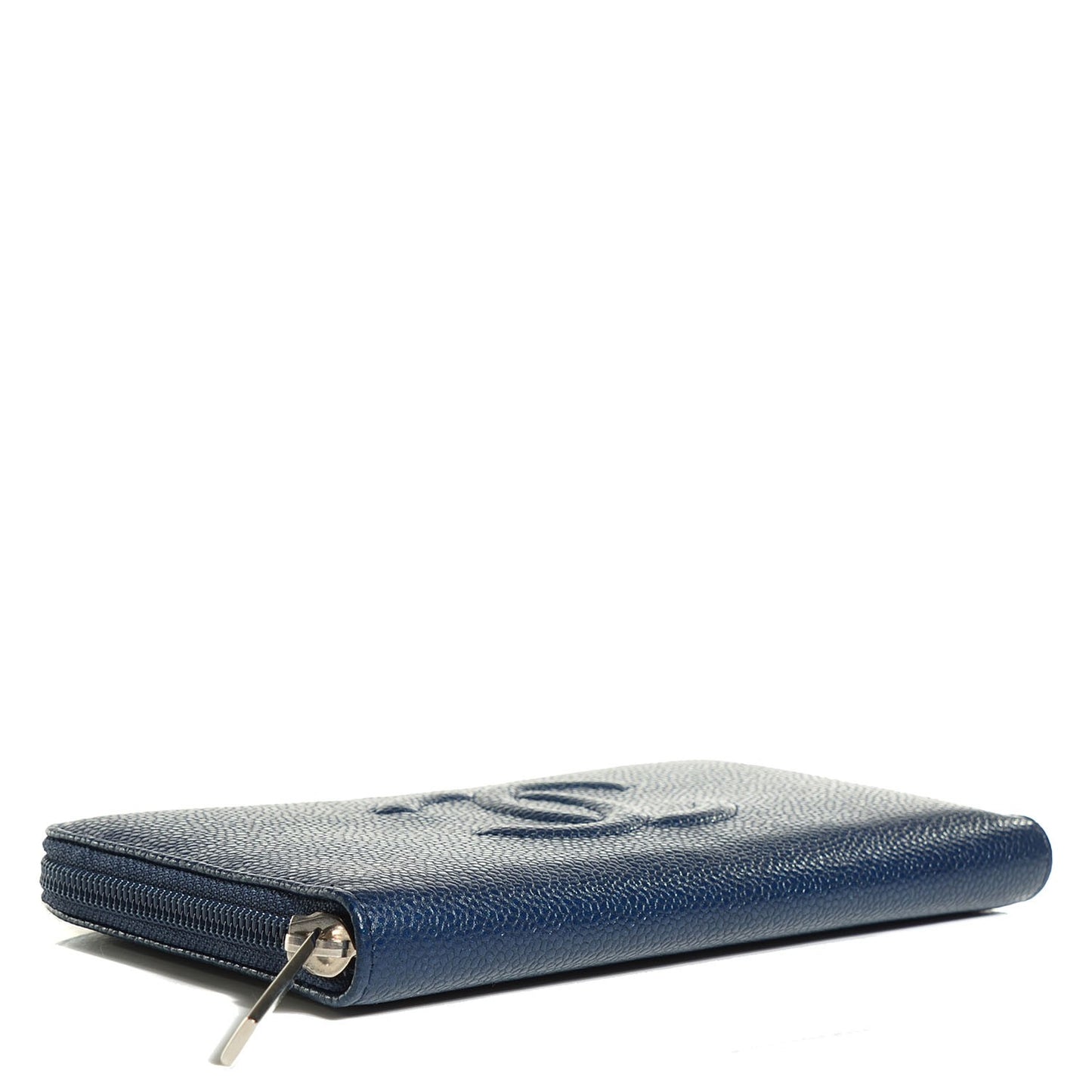 Caviar Large Timeless CC Zip Around Wallet Navy Blue