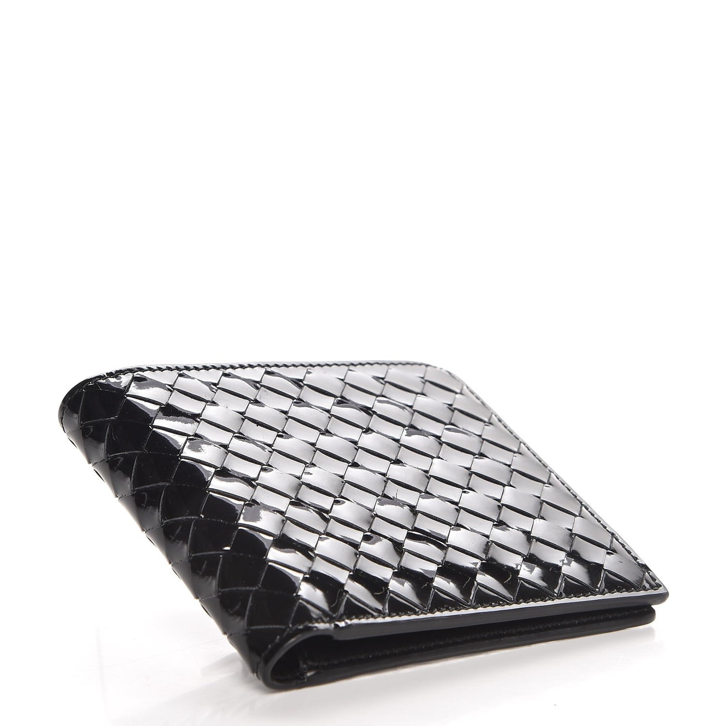 Patent Intrecciato Bi-Fold Wallet Nero Black