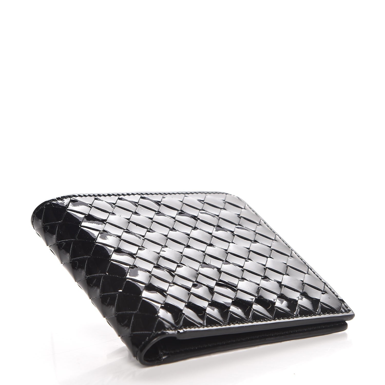 Bottega Veneta Patent Intrecciato Bi-Fold Wallet Nero Black 4 of 6