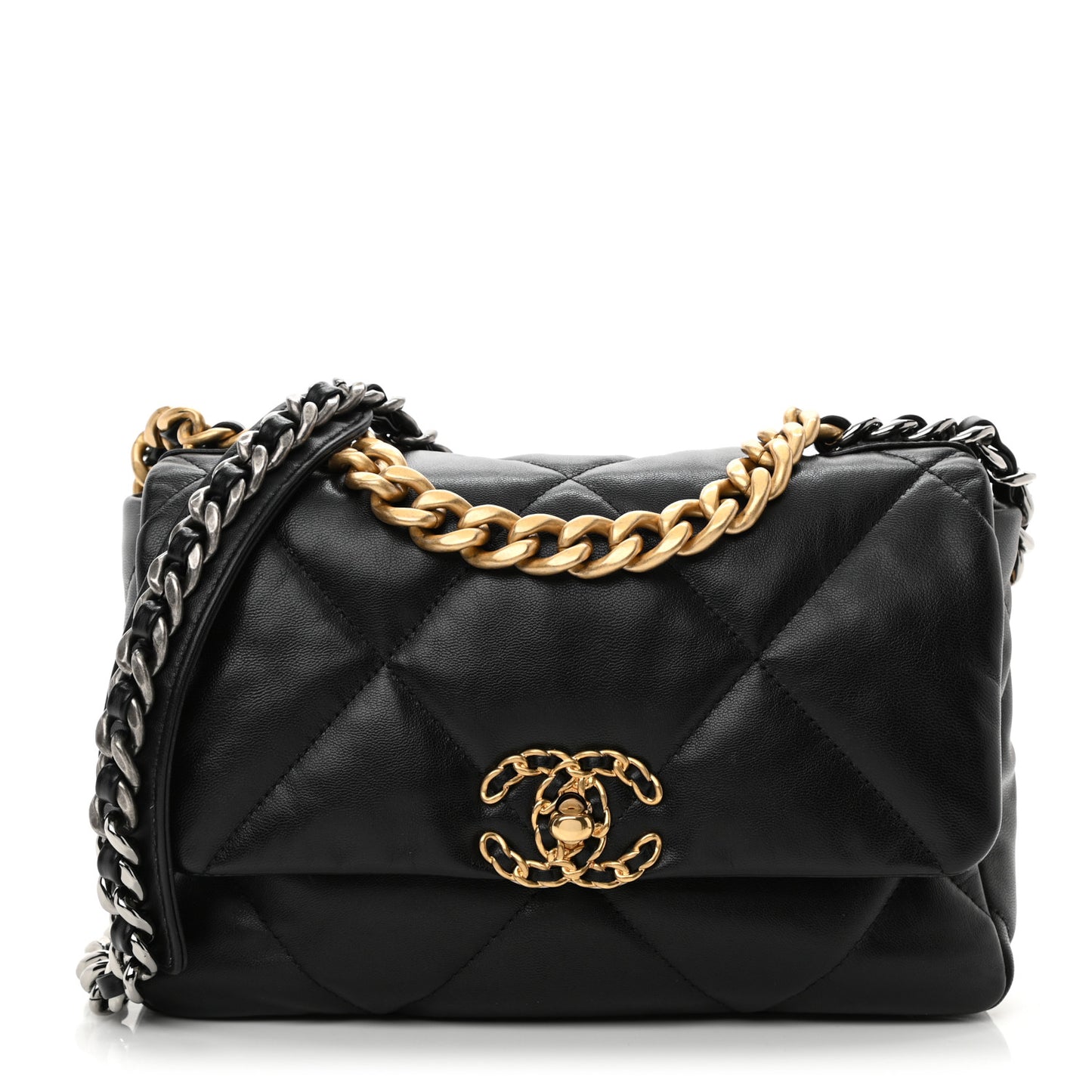 Goatskin Quilted Medium Chanel 19 Flap Black