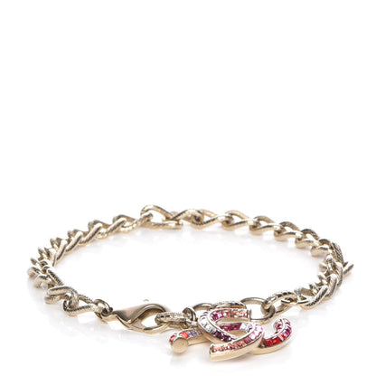 Chanel Crystal CC Bracelet Gold Fuchsia Purple 1 of 5
