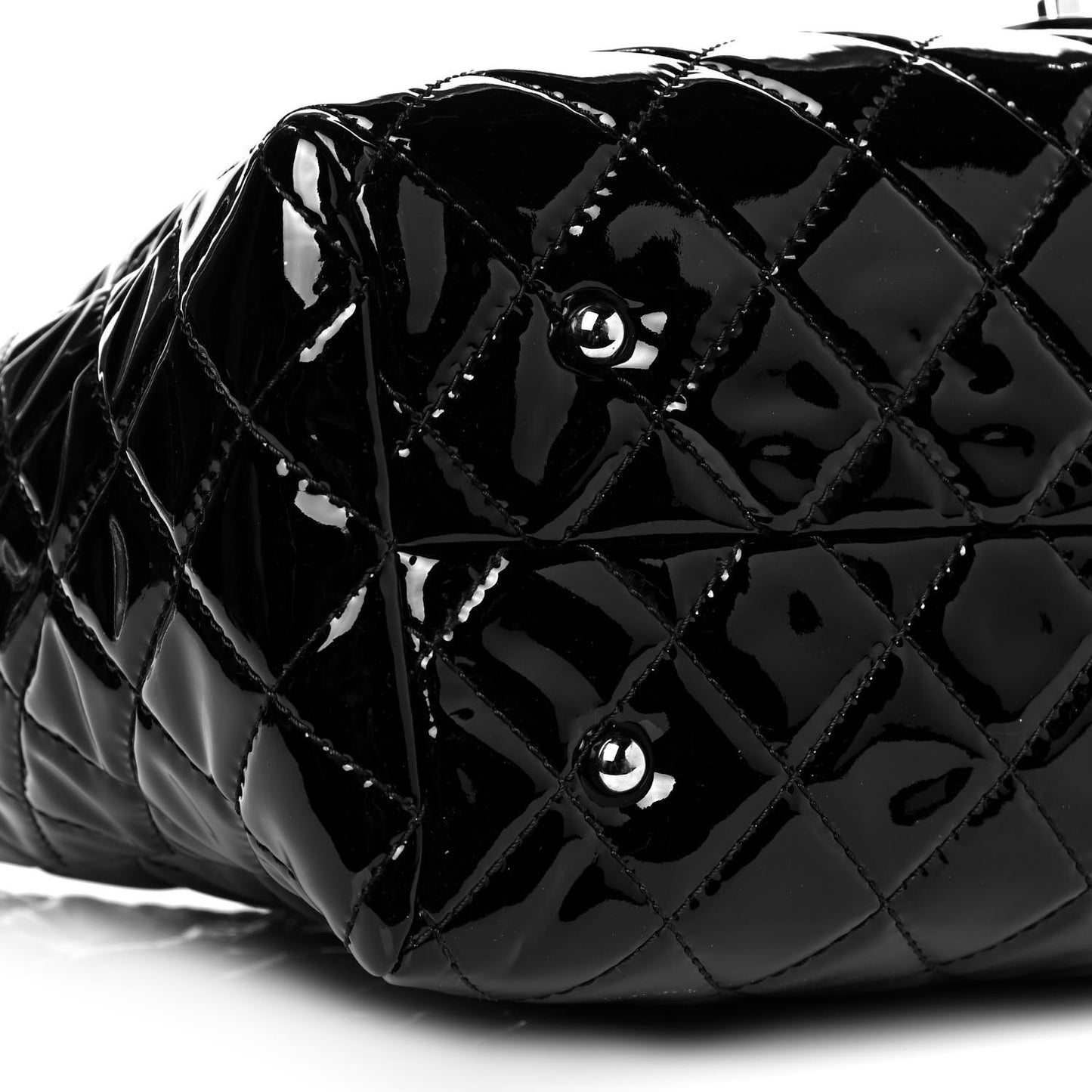 Patent Quilted Large Front Pocket Tote Black