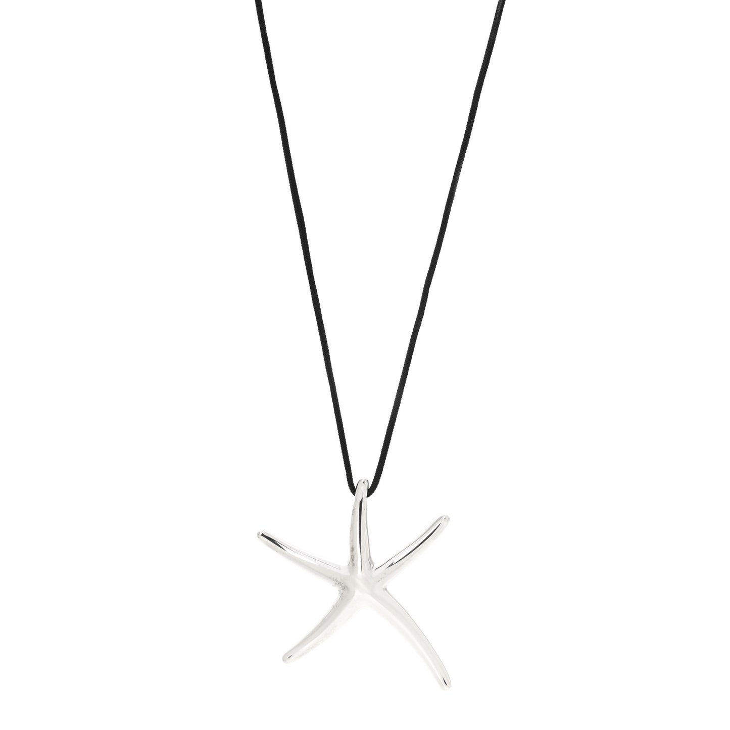 Sterling Silver 42mm Elsa Peretti Starfish Pendant Cord Necklace