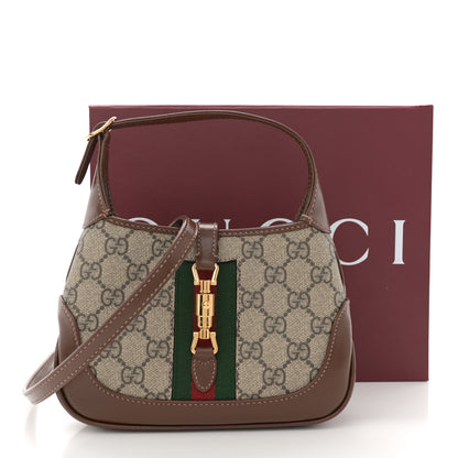 Gucci GG Supreme Monogram Azalea Calfskin Web Mini Jackie 1961 Hobo Beige Ebony Brown Sugar 11 of 11