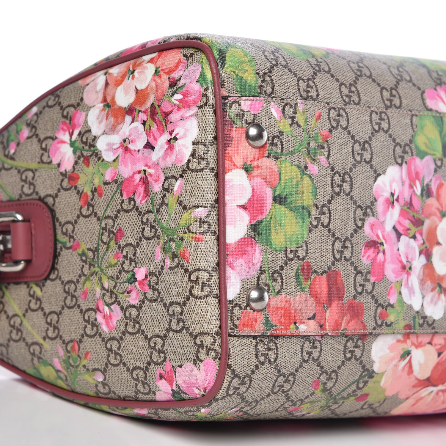 Gucci GG Supreme Monogram Blooms Medium Boston Beige Multicolor Dry Rose 9 of 10