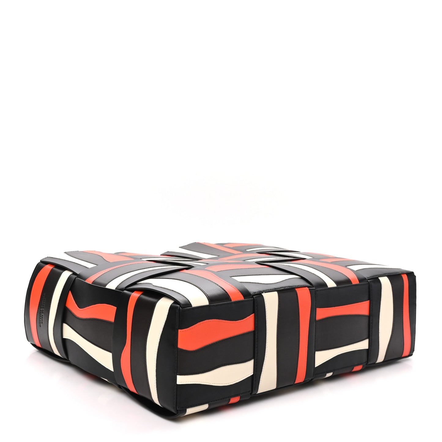 Calfskin Maxi Intrecciato Large Arco Tote Black Fondant Orange