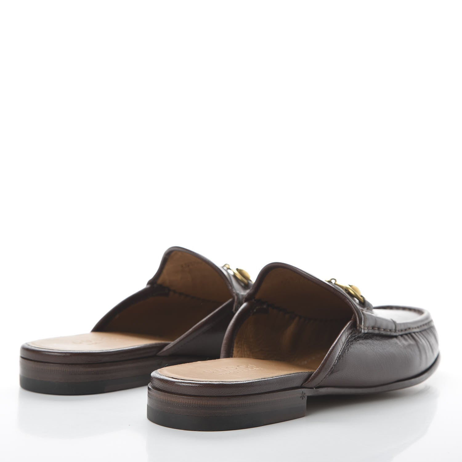 Gucci Goatskin Mens Horsebit Slippers 9 Light Brown 4 of 8
