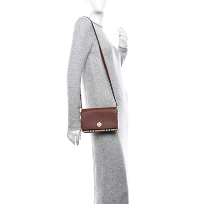 Burberry Calfskin Mini Vintage Check Note Bag Tan 2 of 12