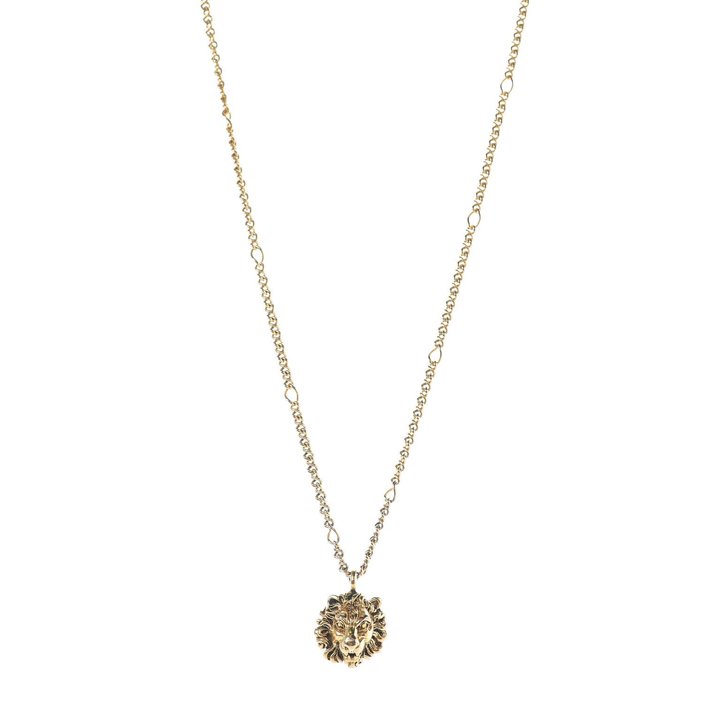 Metal Lion Head Necklace Gold