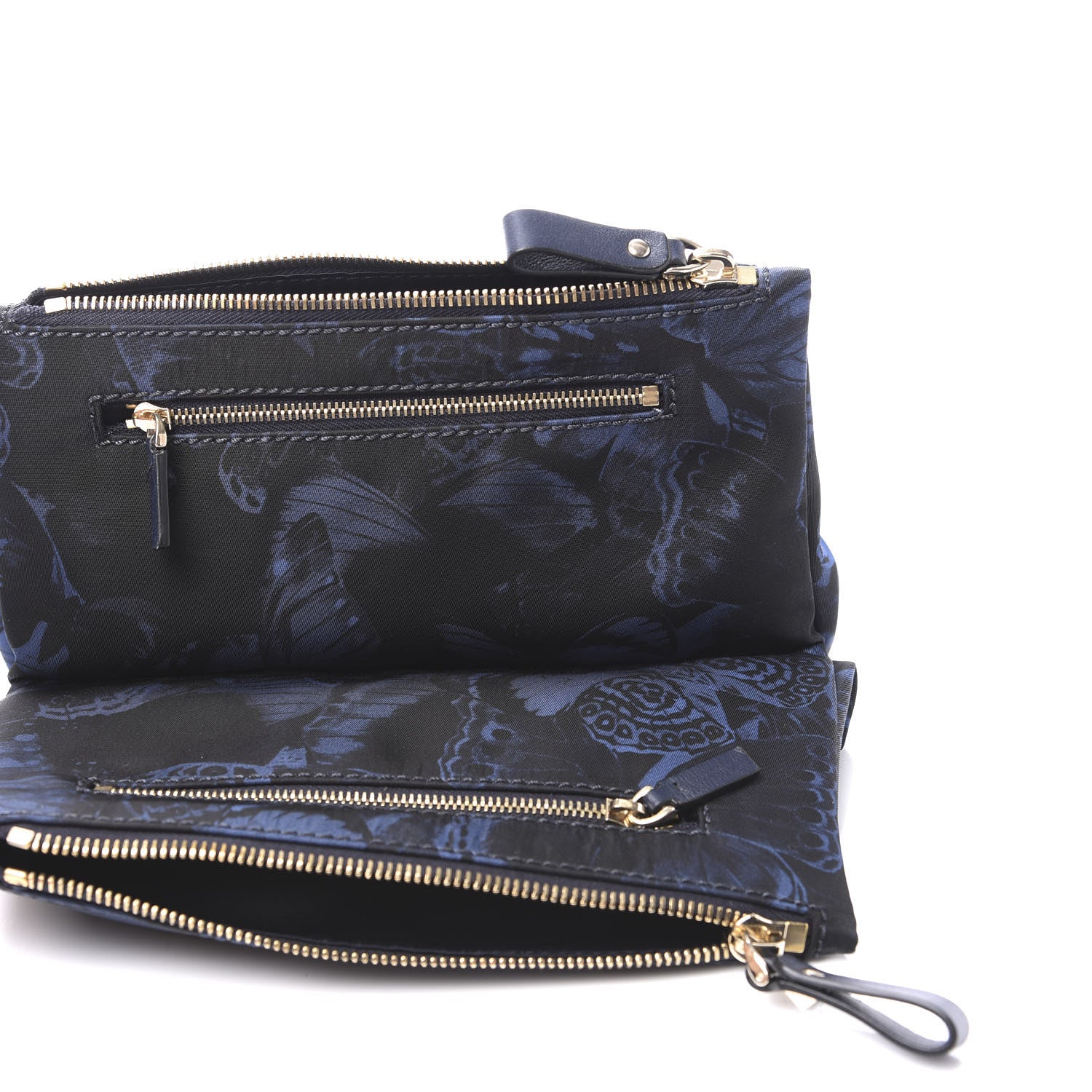 Valentino Garavani Nylon Camubutterfly Rockstud Double Zip Pouch Marine 5 of 9