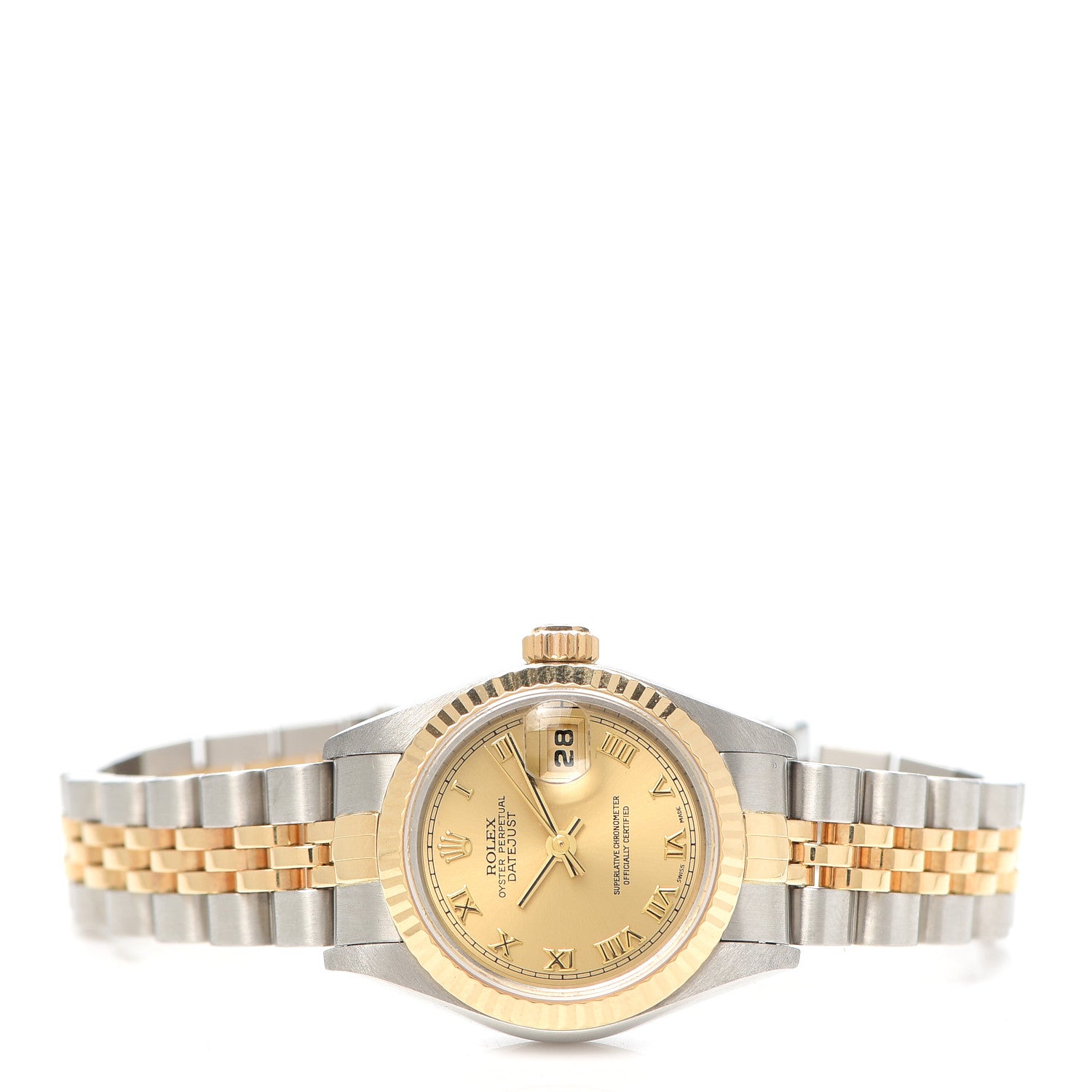 Rolex Stainless Steel 18K Yellow Gold 26mm Oyster Perpetual Datejust Watch Champagne Roman 79173 2 of 5