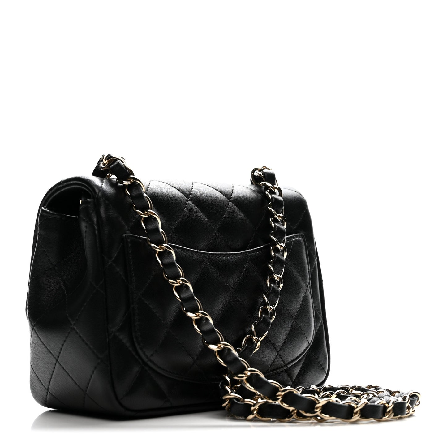 Lambskin Quilted Mini Square Flap Black