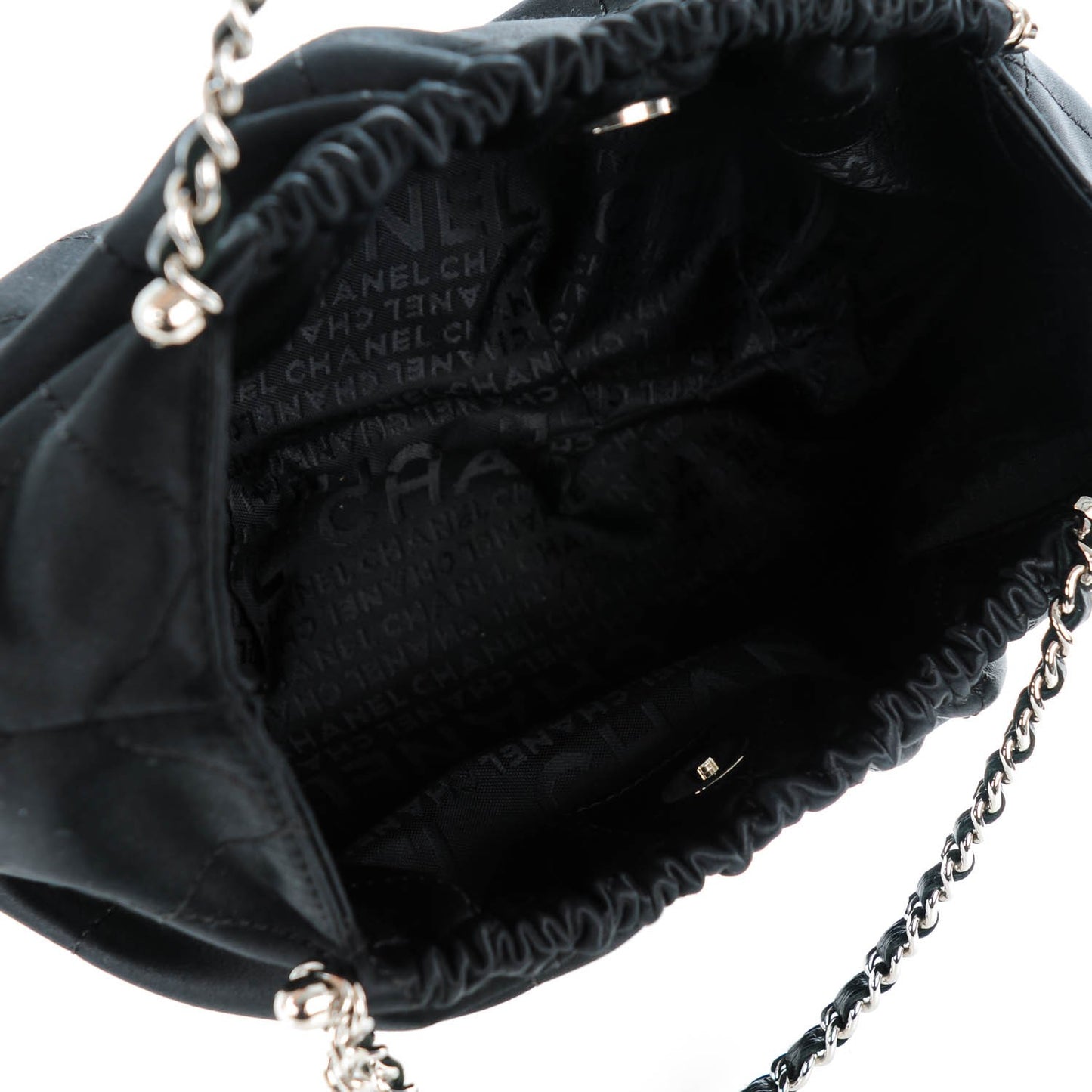 Satin Stitched Croissant Bag Black