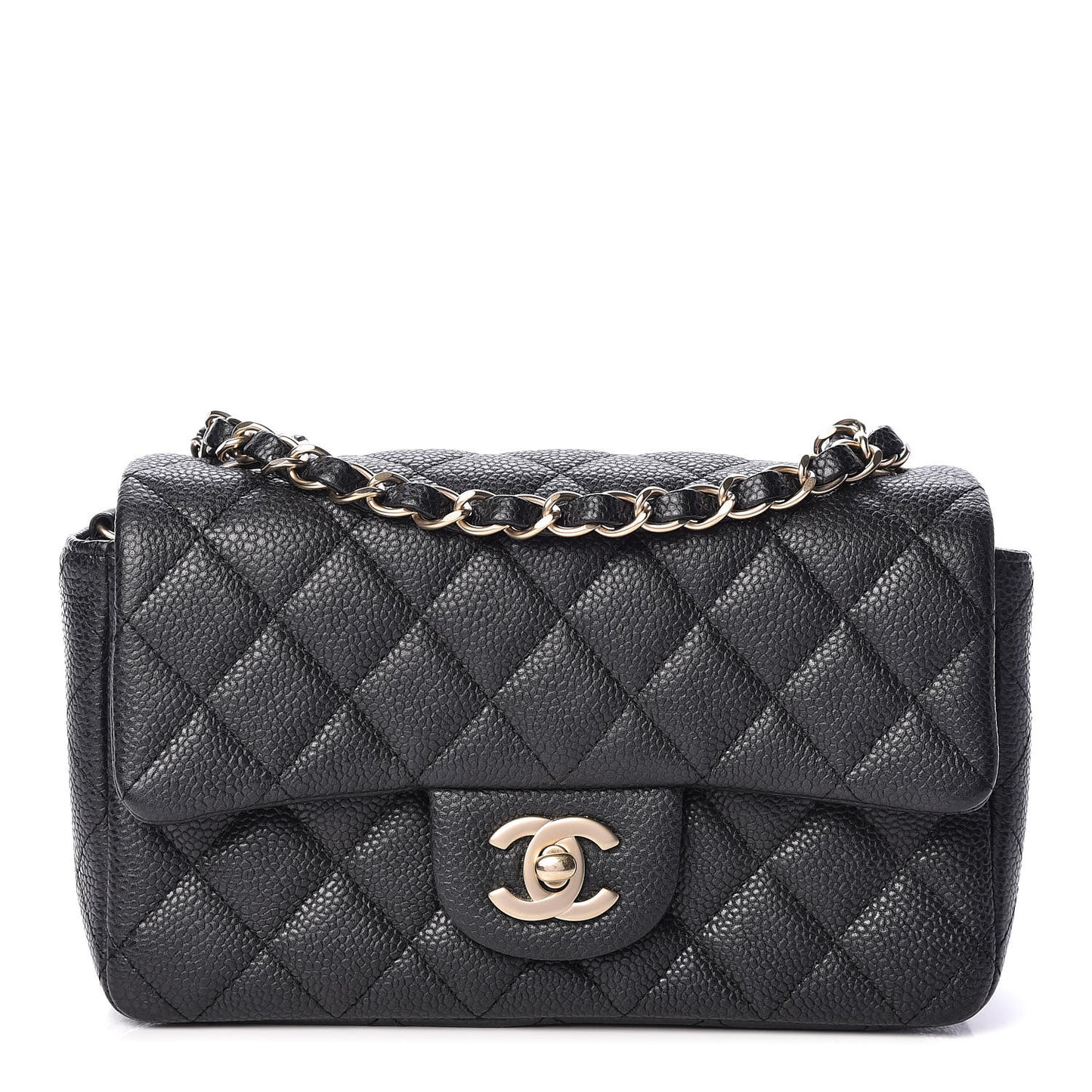 Metallic Caviar Quilted Mini Rectangular Flap Black