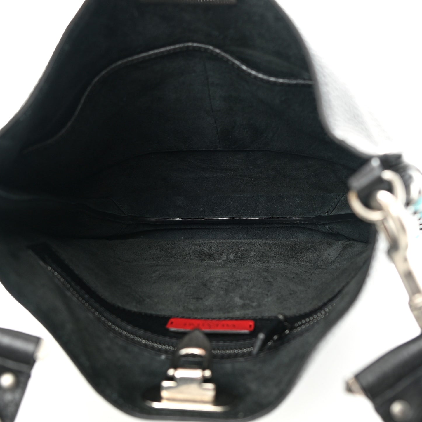 Grained Calfskin Turquoise Small Rockstud Rolling Flip-Lock Messenger Black