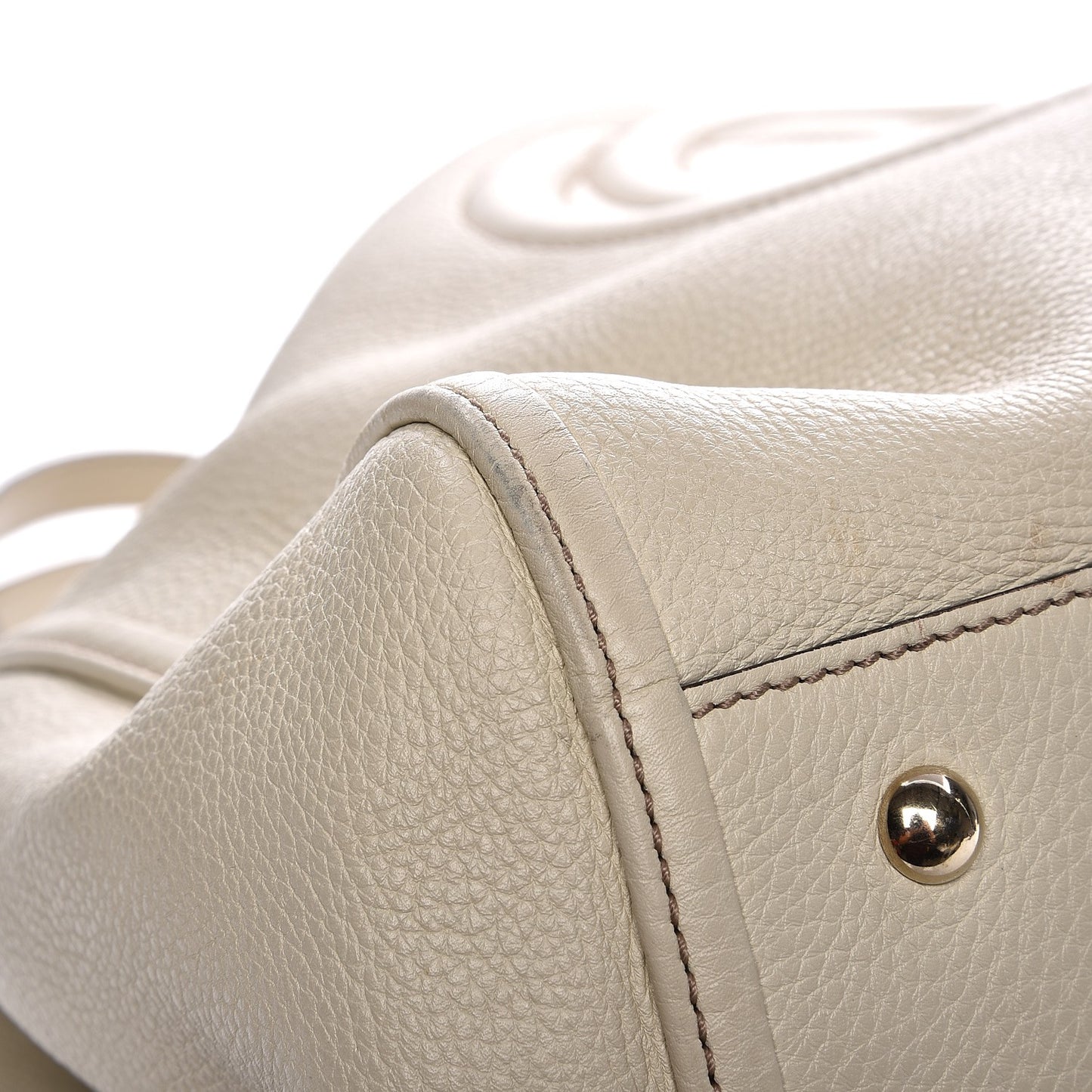 Pebbled Calfskin Large Soho Shoulder Bag Off White