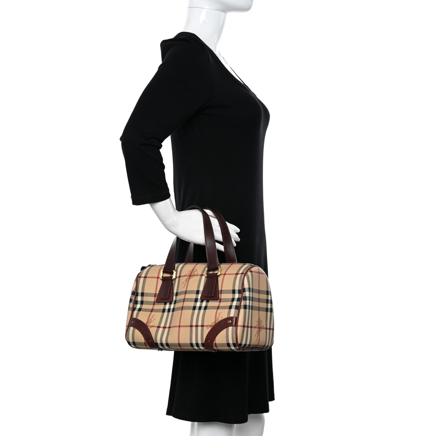 Burberry Haymarket Check Studded Bowler Brown 2 of 11