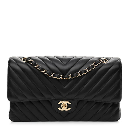 Chanel Calfskin Chevron Quilted Medium Double Flap Black 1 of 9