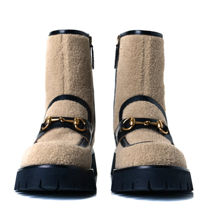 Gucci Wool Cordovan Lux Womens Harald Horsebit 25mm Platform Boots 38 Butterscotch Black 3 of 9