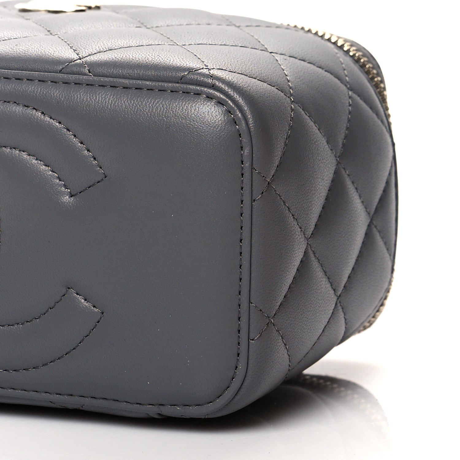 Chanel Lambskin Quilted Small Top Handle Vanity Case With Chain Grey 10 of 10