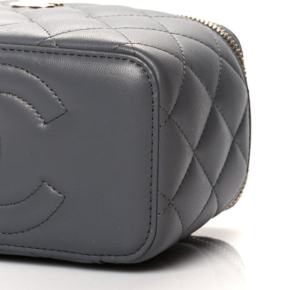 Chanel Lambskin Quilted Small Top Handle Vanity Case With Chain Grey 10 of 10