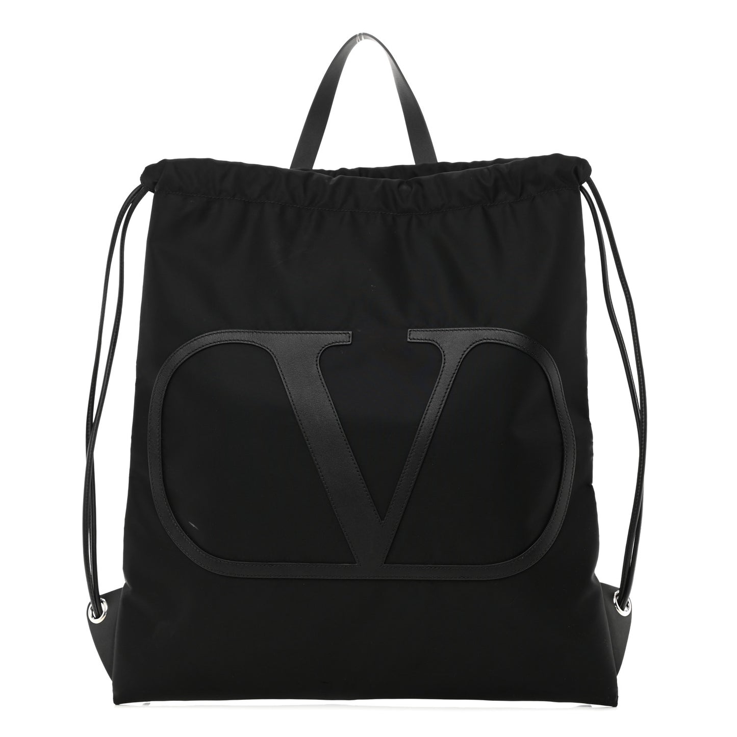 Nylon VLogo Drawstring Backpack Black