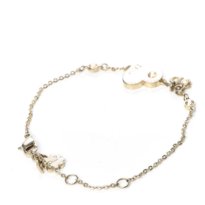 Christian Dior Crystal Heart Charms Bracelet Gold 3 of 4