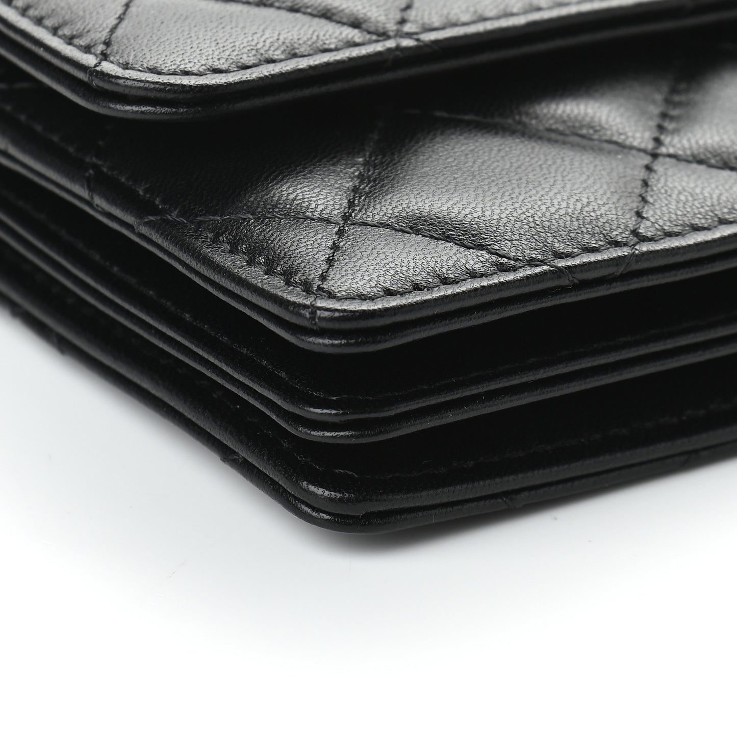 Lambskin Quilted My Chanel Lady Card Holder On Chain Black