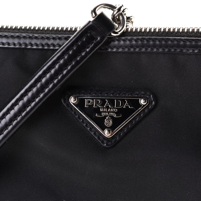 Prada Tessuto Nylon Calfskin Chain Pochette Black 4 of 8