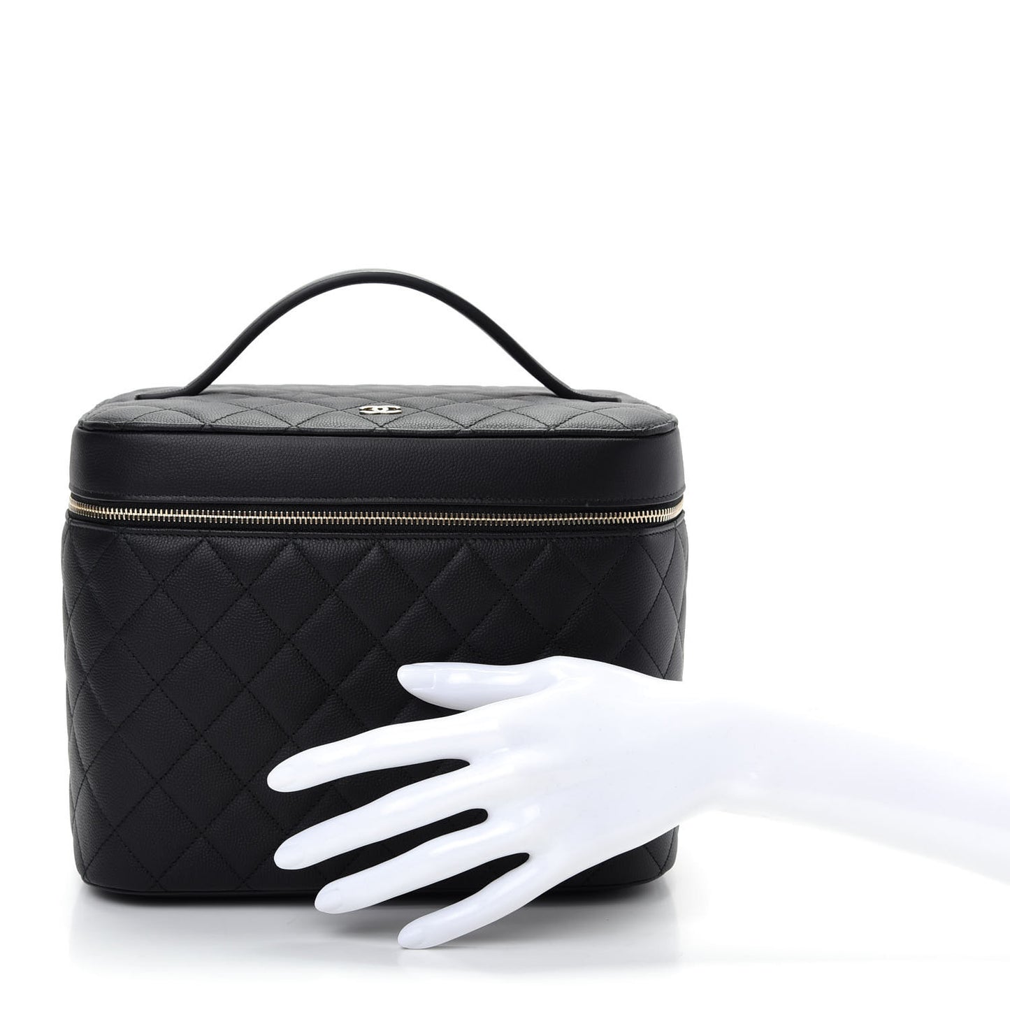 Caviar Quilted Large Vanity Pouch Black