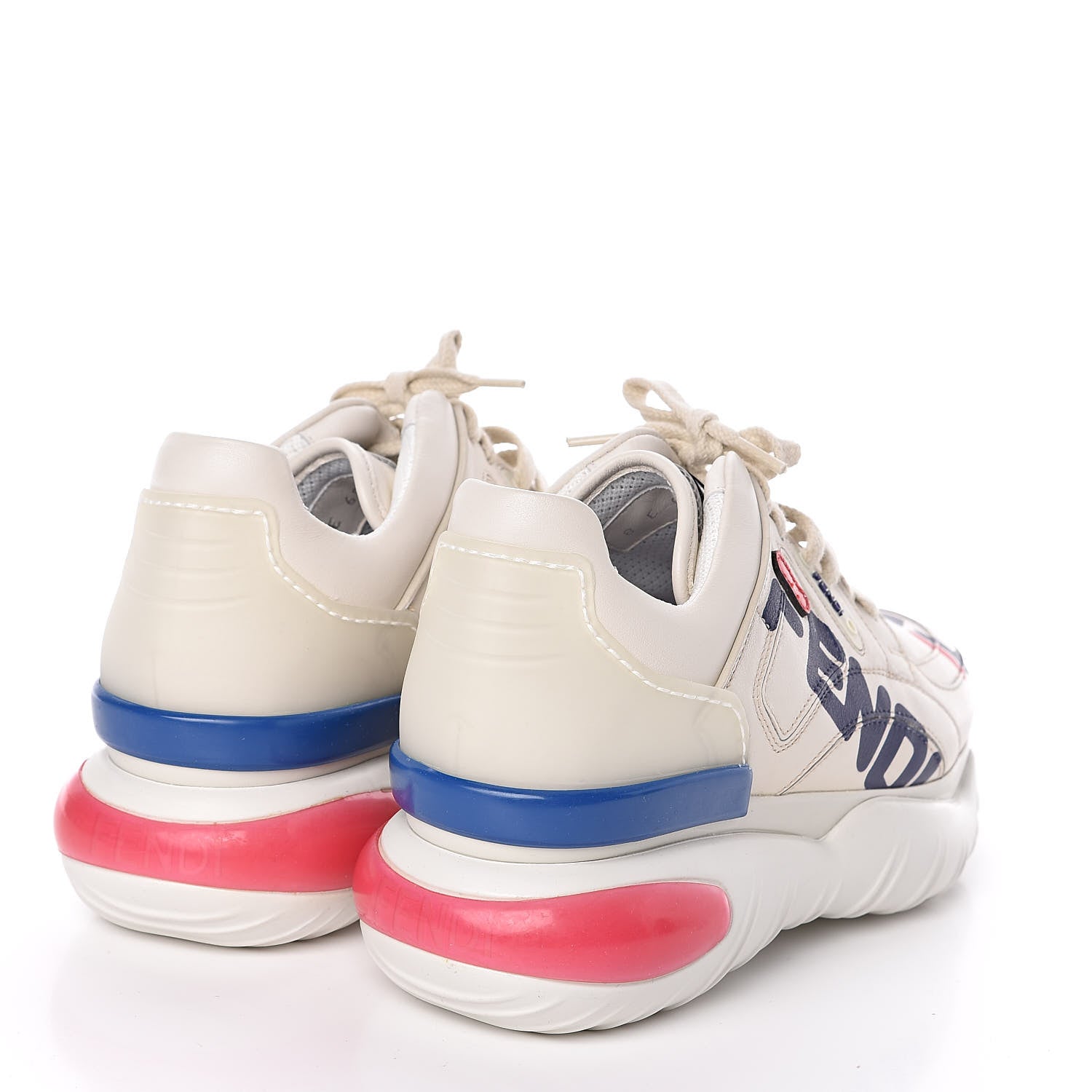 Fendi X FILA Vitello Mania Painted Womens Chunky Sneakers 35 Ice White Caipiroska Blueberry 4 of 8