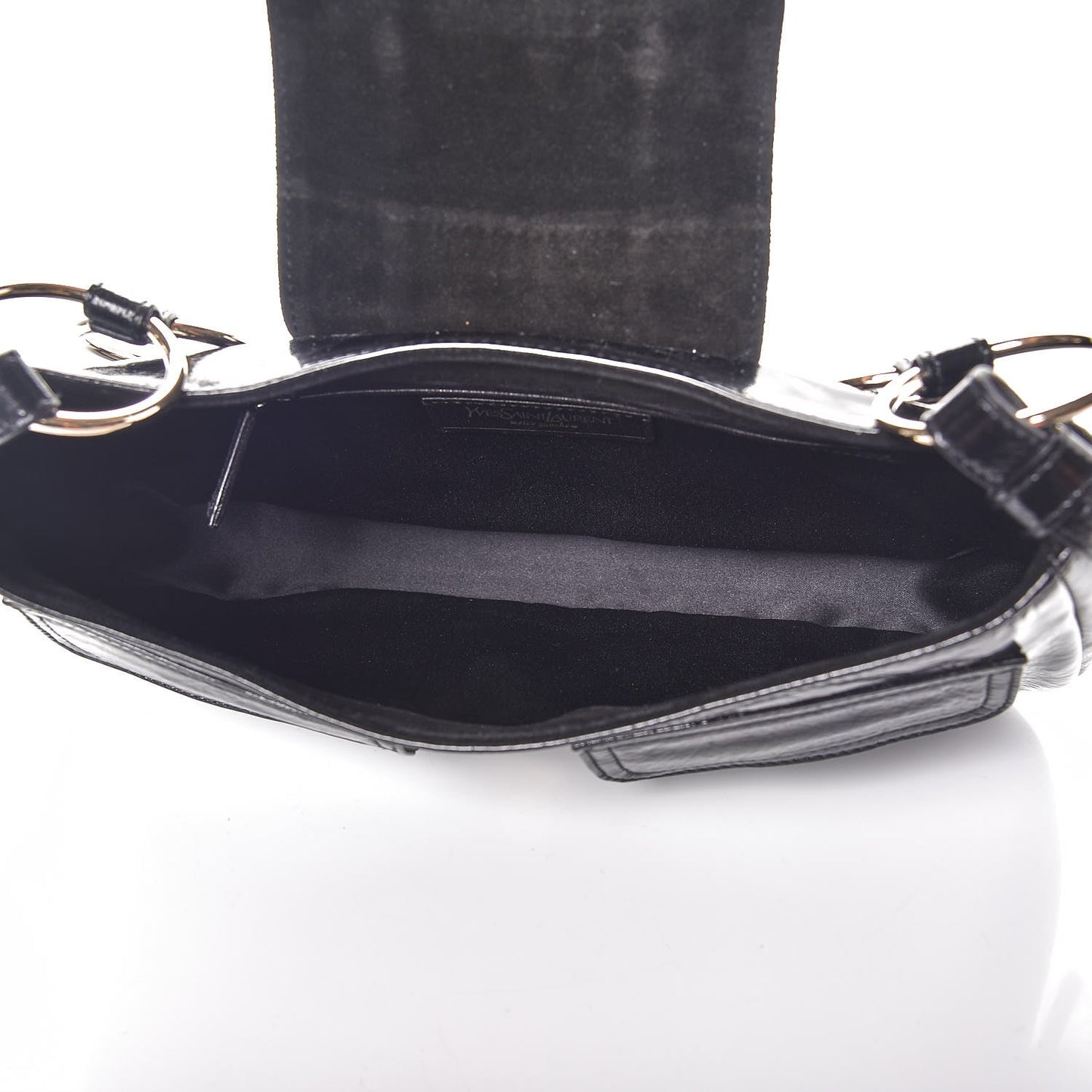Textured Patent Corset Chain Shoulder Bag Black